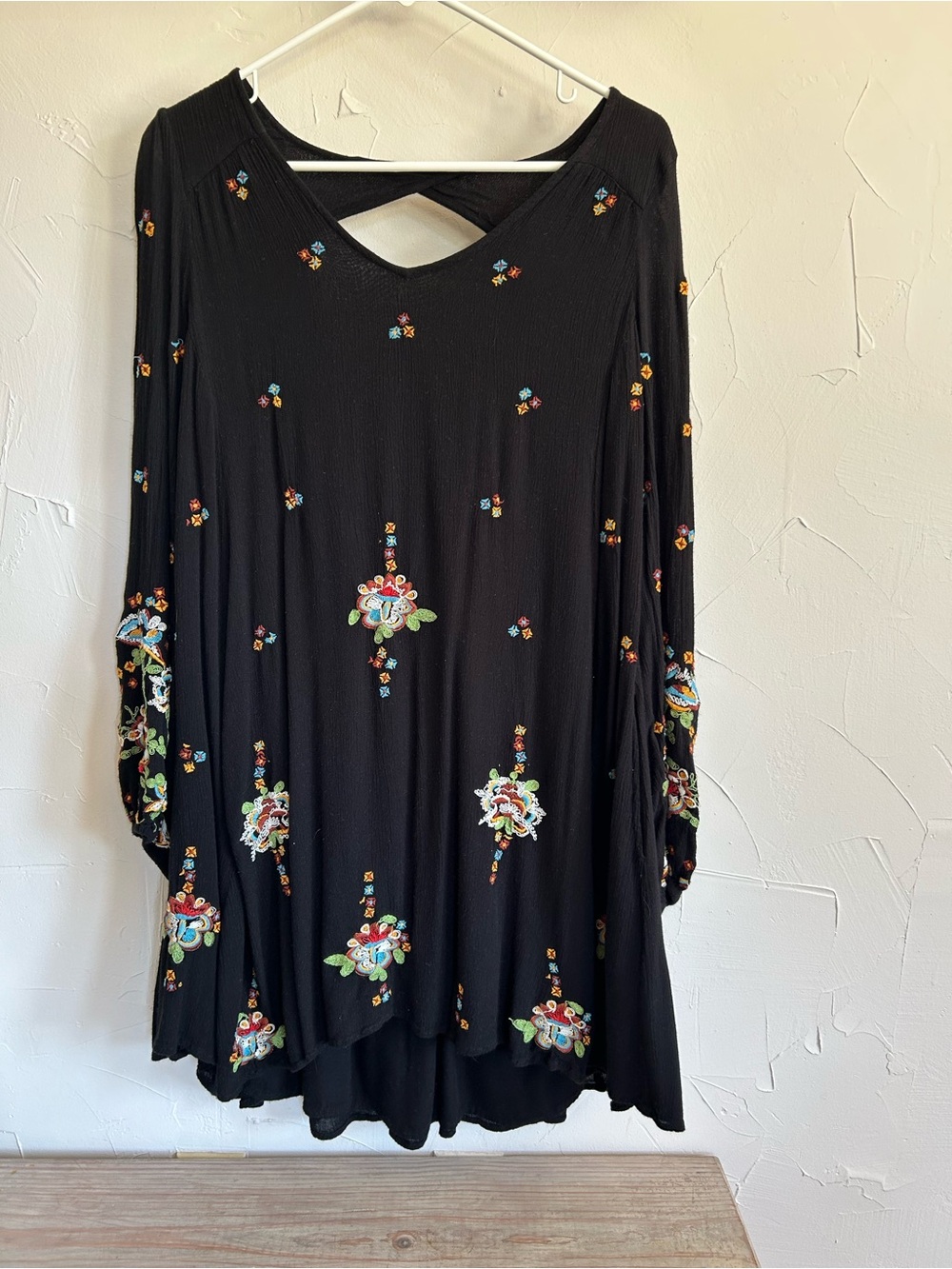 Free People Black Floral Embroidered Dress